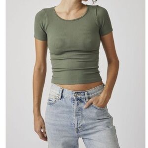 FREE PEOPLE XYZ Recycled Baby Tee / Army Size M/L